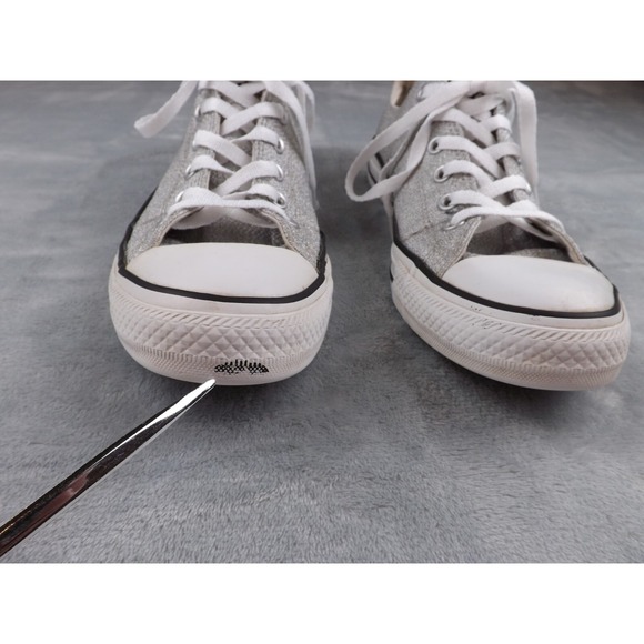 Converse All Star Sneakers Men's Size‎ 8 Women's Size 10 Silver Glitter Casual - Picture 5 of 16